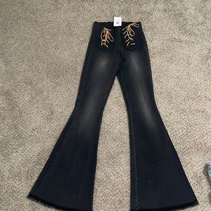 Gorgeous trendy lace up flares by Judith March. New with tags!